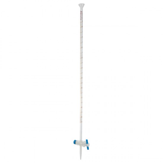 Burette with PTFE straight stopcock and funnel top, class A (50ml) Burette with PTFE straight stopcock and funnel top, class A (50ml)