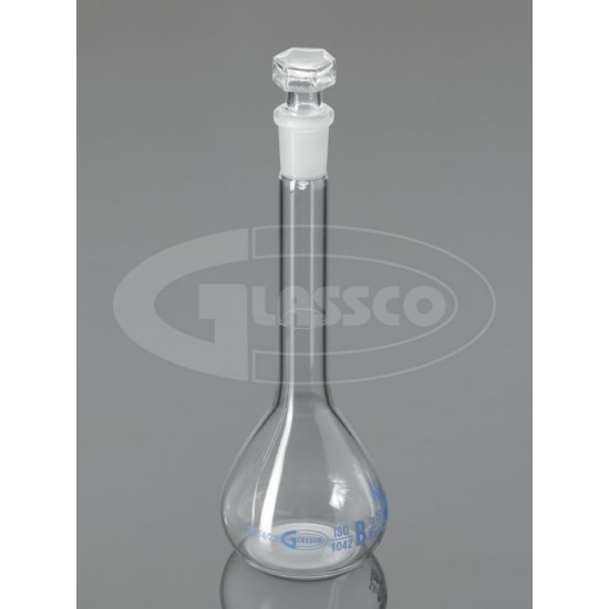 Volumetric Flasks, Clear Glass, Class-B, With Hollow glass Stopper, ISO  50ML 14/23
