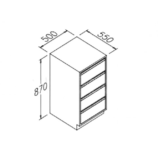 Base Cabinets with 4 drawers 500X550X870mm