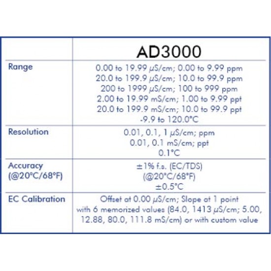 AD3000 Professional EC & TDS Bench Meter