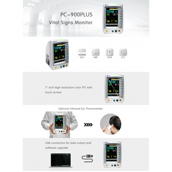 Patient Vital Signs Monitor PC-900 PLUS With Stand