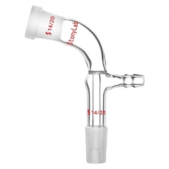 Glass Vacuum Take Off Adapter, 105 Degree Bent, Short Stem with Joints Glass Vacuum Take Off Adapter, 105 Degree Bent, Short Stem with Joints