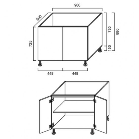 Base cabinet(double door double cabinet)750*550*880mm Base cabinet(double door double cabinet)750*550*880mm
